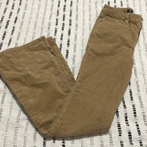 Blue spice, tan, ribbed, flare jeans